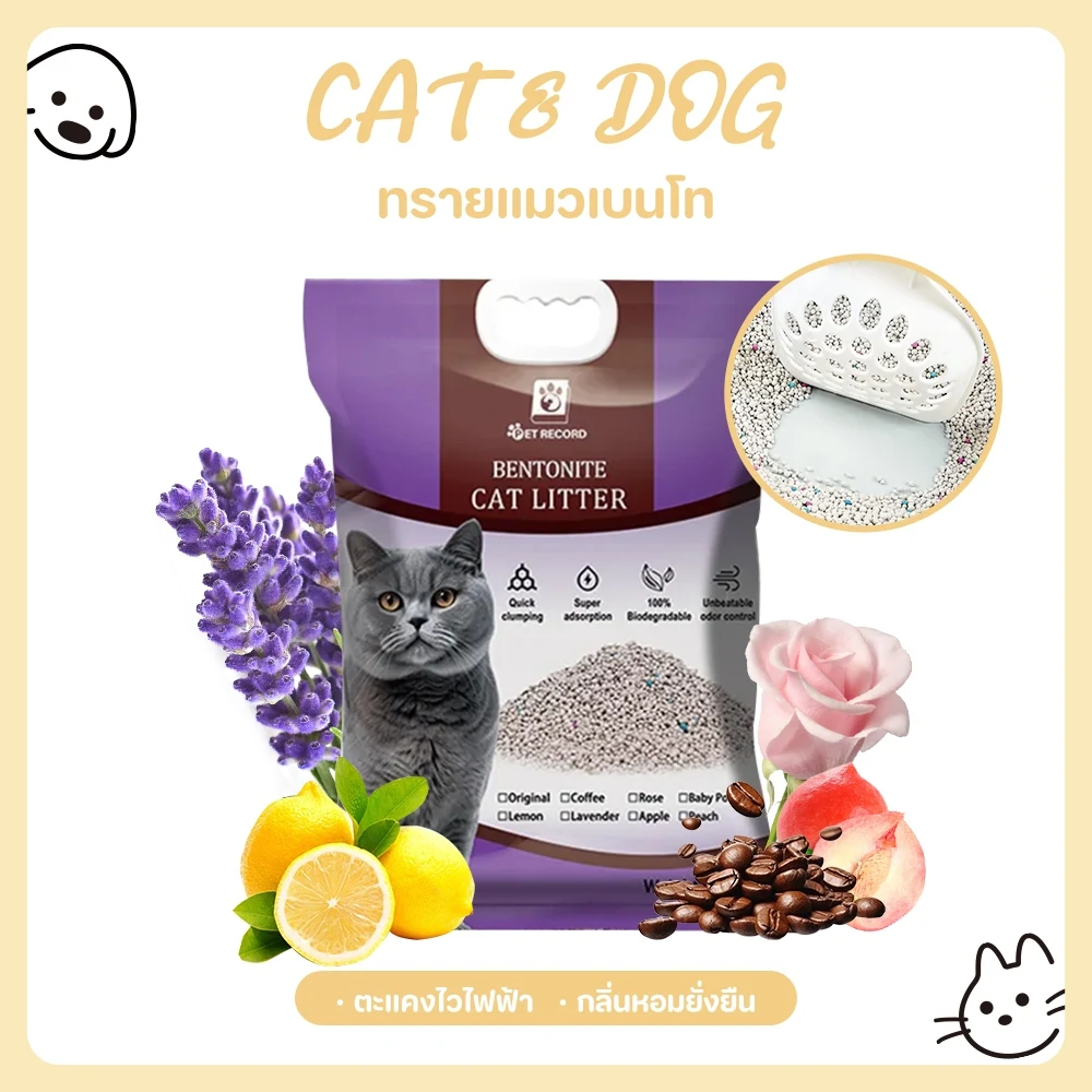【CAT&DOG】ทรายแมวเบนโทไนท์แบบพองตัว ขนาด 2 กก. มีกลิ่นให้เลือก 6 กลิ่น – ลาเวนเดอร์