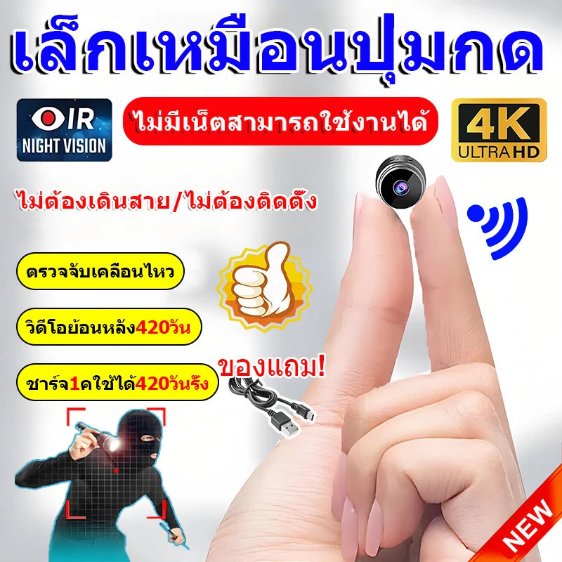 กล้องวงจรปิดไร้สาย WiFi Mini รุ่น X5 ความละเอียด 1080P สีดำ