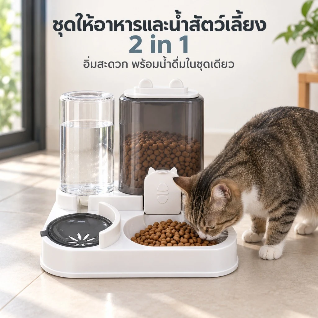 ที่ให้อาหารและน้ำอัตโนมัติสำหรับสัตว์เลี้ยง WY ขนาด M/L
