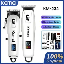 เล็มผมไร้สาย Kemei Professional For Men กันน้ำ LCD Display ปรับได้ 6 ระดับ เครื่องตัดผมไฟฟ้าแบบชาร์จได้ Cordless Hair Trimmer KM-232