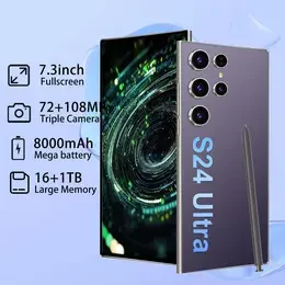 Galaxy มือถือแอนดรอยด์ S24 Ultra 7.3 inch โทรสับ อัตรา Android 14 12G+256G แท้ โทรศัพท์เล่นเกม 8000mAh โทรศัพท์สําห รับเล่นเกม